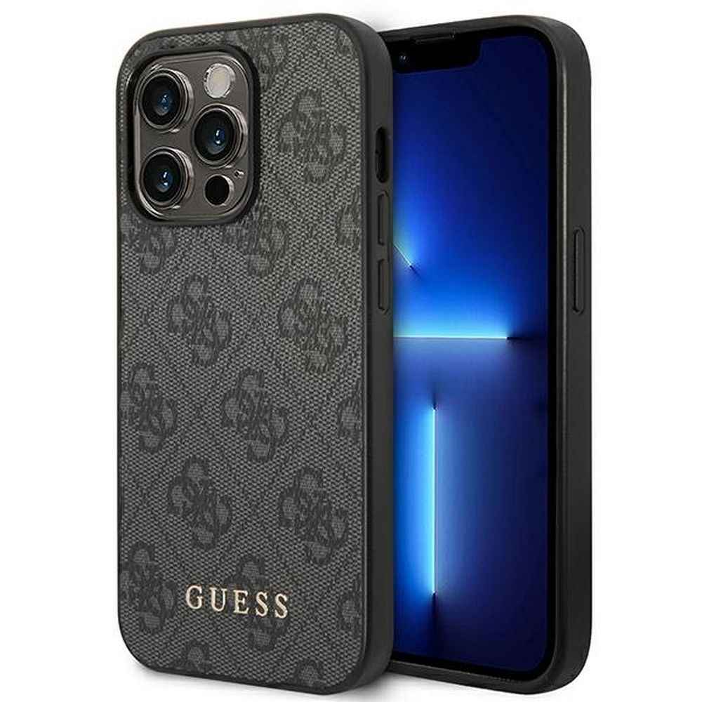 GUESS futerał do IPHONE 14 Pro GUHCP14LG4GFGR (4G Gold Logo) szary
