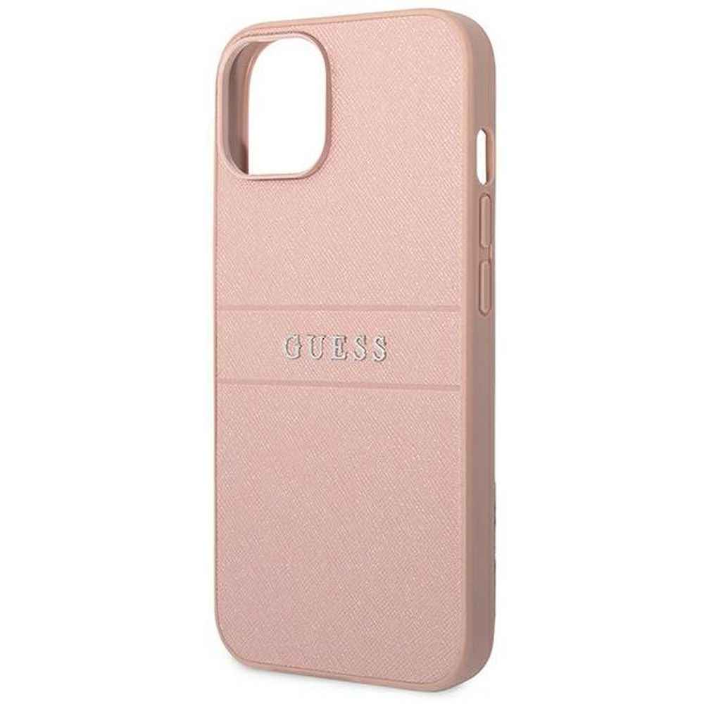GUESS futerał do IPHONE 14 Plus GUHCP14MPSASBPI (Saffiano With Metal Logo) różowy