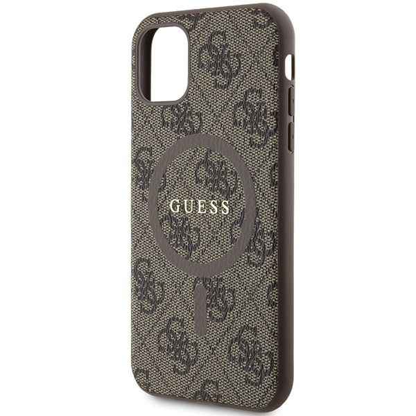 GUESS futerał do IPHONE 11 kompatybliny z MagSafe GUHMN61G4GFRW (4G Ring classic logo) brązowy