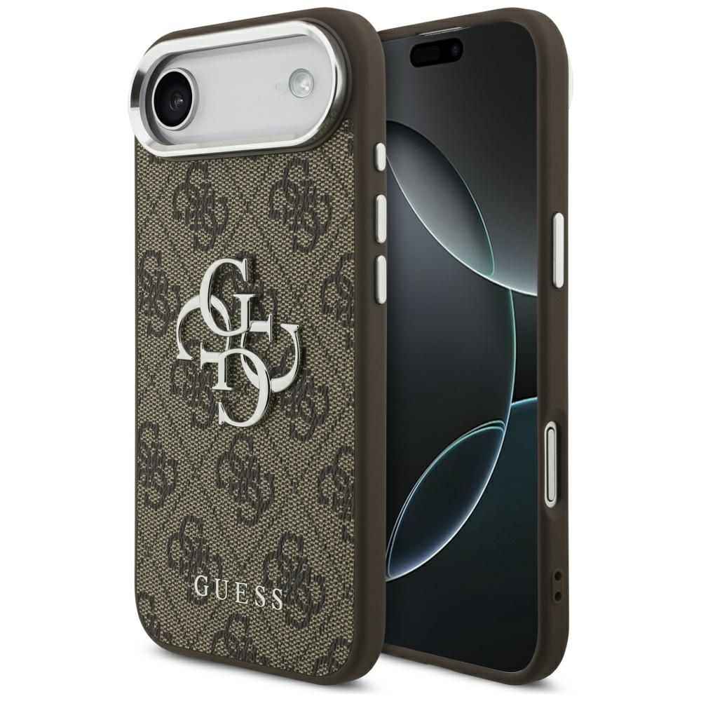 GUESS futerał do IPHONE 17 Air GUHCP17MP4G4SMCW (4G PU Leather Case with Big 4G AND Classic Logo and Silver Metal Camera Frame) brązowy