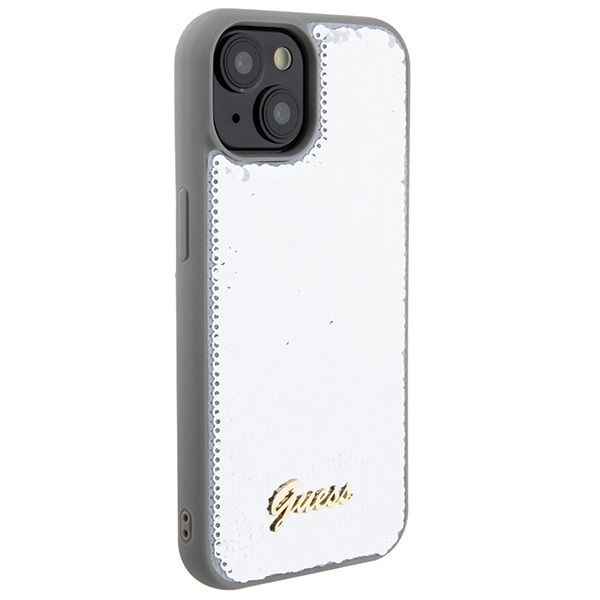 GUESS futerał do IPHONE 13 / 14 / 15 GUHCP15SPSFDGSS (Sequin Script Metal) srebrny