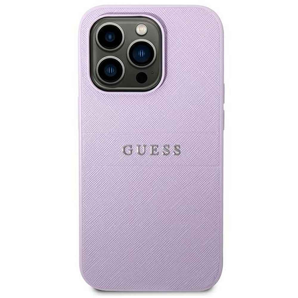 GUESS futerał do IPHONE 14 Pro GUHCP14LPSASBPU (Saffiano With Metal Logo) fioletowy