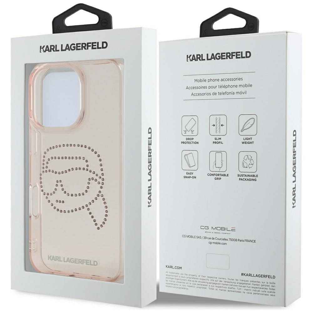 KARL LAGERFELD futerał do IPHONE 16 Pro Max KLHCP16XHKHDCELP (IML Rhinestones S K Head) różowy