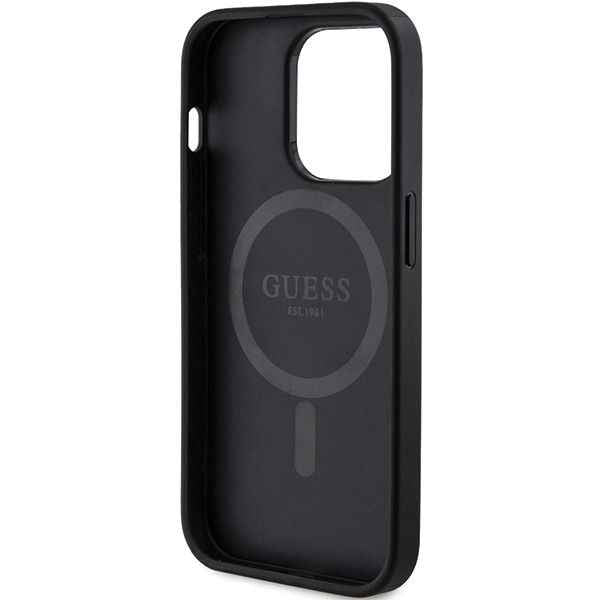 GUESS futerał do IPHONE 14 Pro kompatybilny z MagSafe GUHMP14LG4GFRK (4G Ring classic logo) czarny