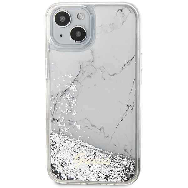 GUESS futerał do IPHONE 13 / 14 / 15 GUHCP14SLCSGSGH (Liquid Glitter Marble) biały