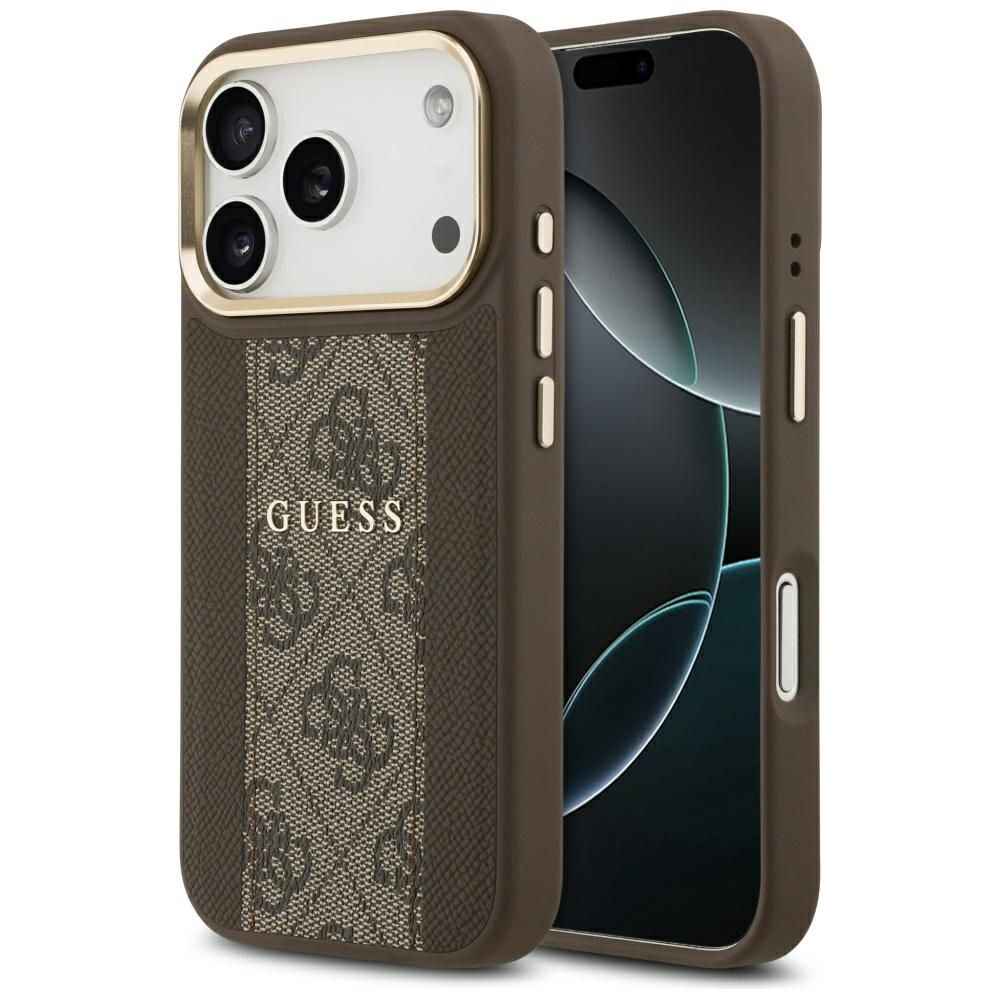 GUESS futerał do IPHONE 17 Pro kompatybilny z MagSafe GUHMP17LPG4SEMCW (PU W/ 4G Stripe) brązowy