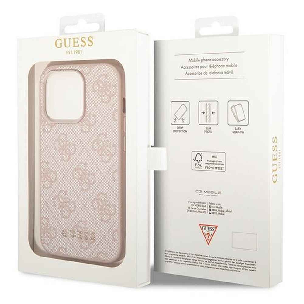 GUESS futerał do IPHONE 14 Pro Max GUHCP14XG4GFPI (4G Gold Logo) różowy