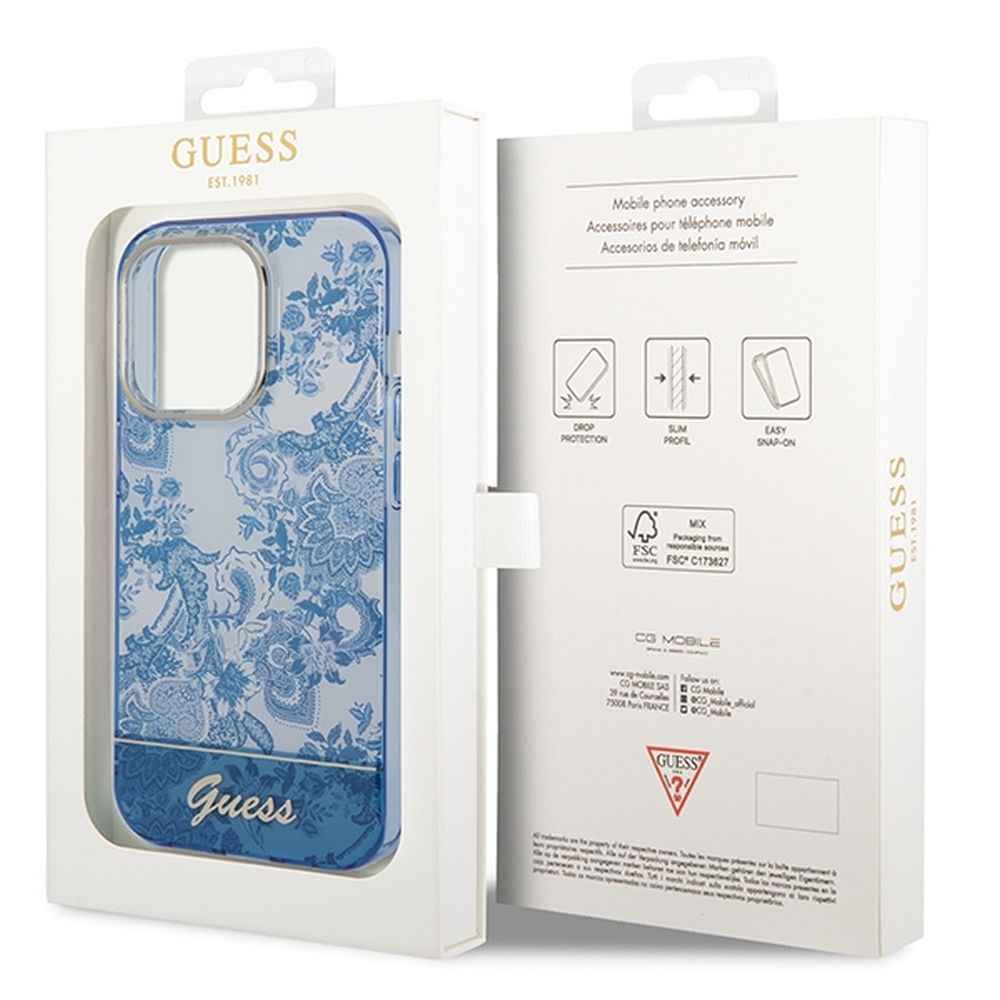 GUESS futerał do IPHONE 14 Pro GUHCP14LHGPLHB (IML Electro Cam TDJ) niebieski