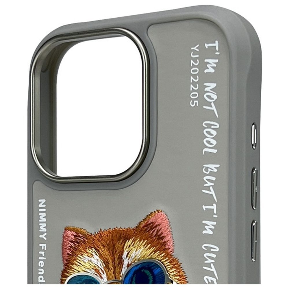 Grafika przedstawia NIMMY futerał GLASSES COOL CAT do iPhone 16 Pro Max szary