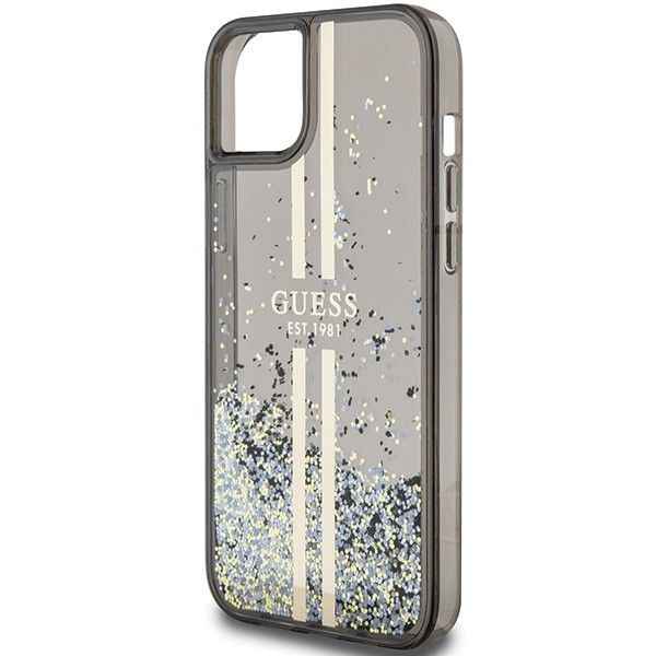 GUESS futerał do IPHONE 15 GUHCP15SLFCSEGK (Liquid Glitter Gold Stripes) czarny