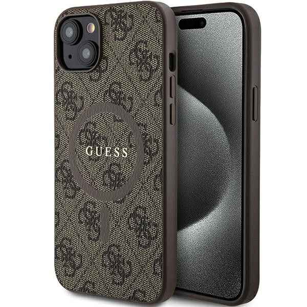 GUESS futerał do IPHONE 14 kompatybilny z MagSafe GUHMP14SG4GFRW (4G Ring classic logo) brązowy