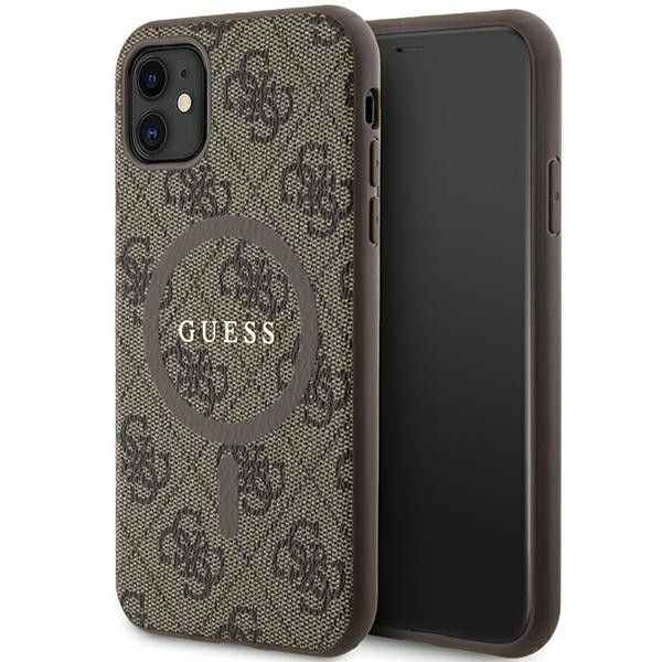 GUESS futerał do IPHONE 11 kompatybliny z MagSafe GUHMN61G4GFRW (4G Ring classic logo) brązowy