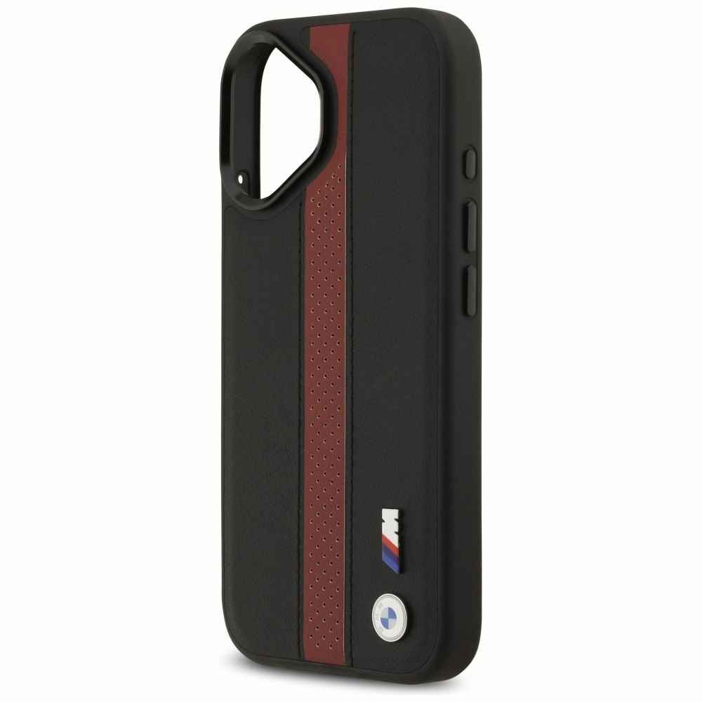 BMW futerał do IPHONE 17 kompatybilny z MagSafe BMHMP17S25PCPSKR (PU Perfotated Stripe Logo) red