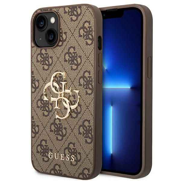 GUESS futerał do IPHONE 13 / 14 / 15 GUHCP14S4GMGBR (4G Big Metal Logo) brązowy