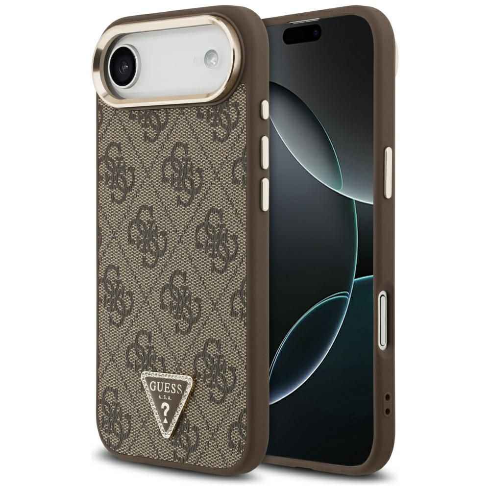 GUESS futerał do IPHONE 17 Air kompatybilny z MagSafe GUHMP17MP4GTDGMW (4G PU W/ Triangle Logo) złoto brązowy