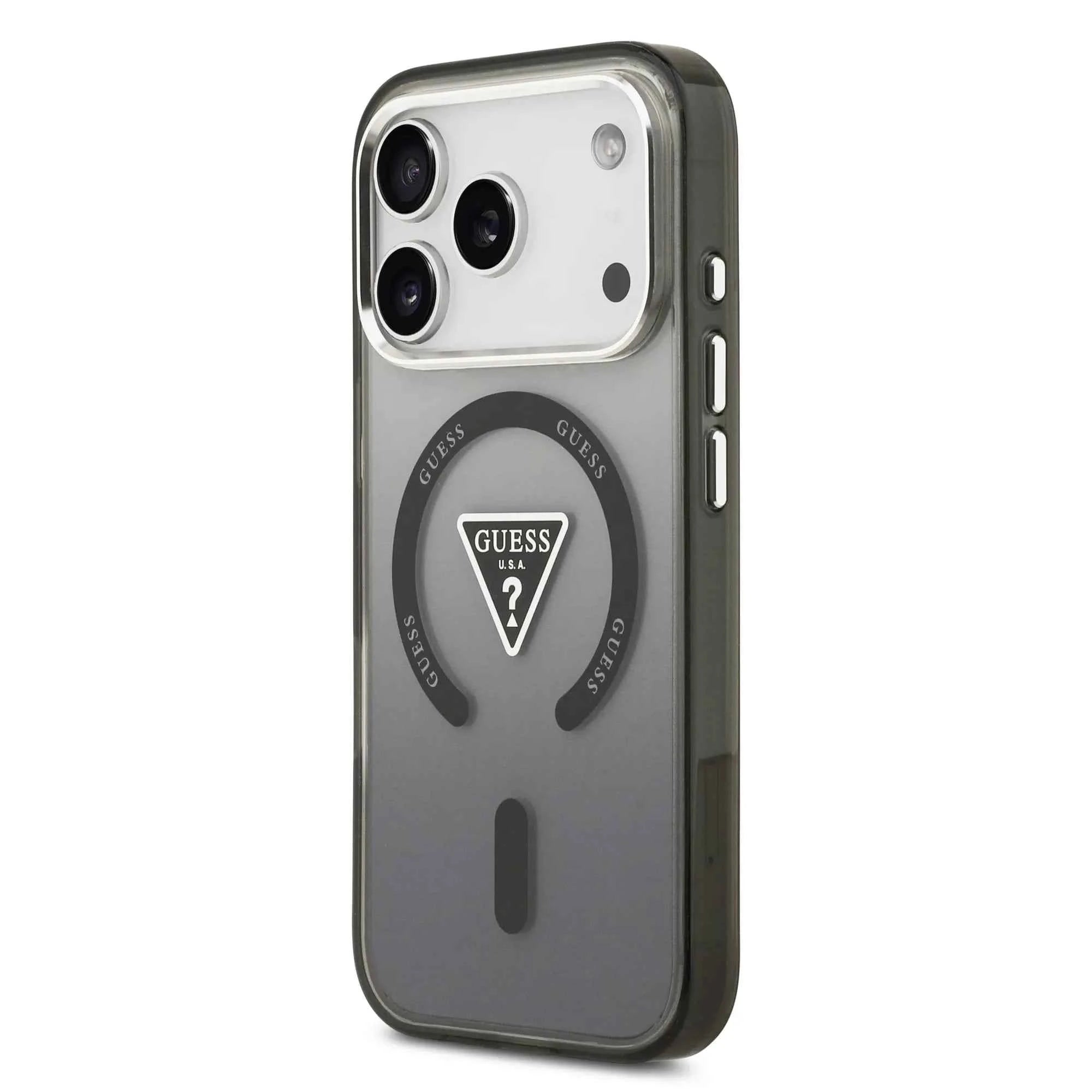 GUESS futerał do IPHONE 17 Pro kompatybilny z MagSafe GUHMP17LHGTMLCGK (IML Gradient W/ Triangle Logo) czarny