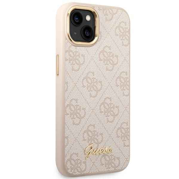 GUESS futerał do IPHONE 13 / 14 / 15 GUHCP14SHG4SHP (4G Vintage Gold Logo) różowy