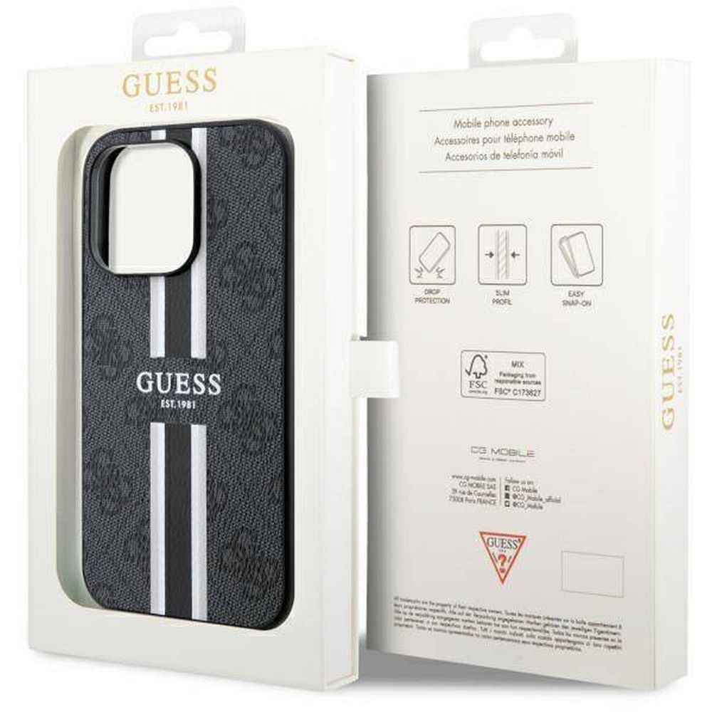 GUESS futerał do IPHONE 14 Pro Max kompatybilny z MagSafe GUHMP14XP4RPSK (4G Printed Stripes) czarny