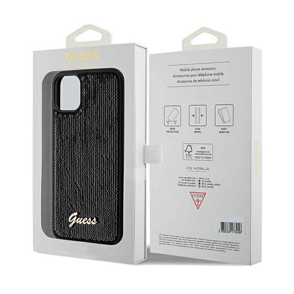 GUESS futerał do IPHONE 11 GUHCN61PSFDGSK (Sequin Script Metal) czarny