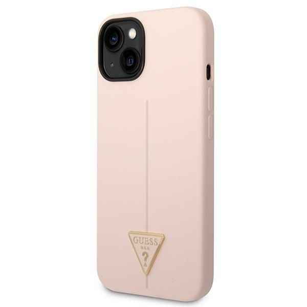 GUESS futerał do IPHONE 13 / 14 / 15 GUHCP14SSLTGP (Silicone Triangle) różowy
