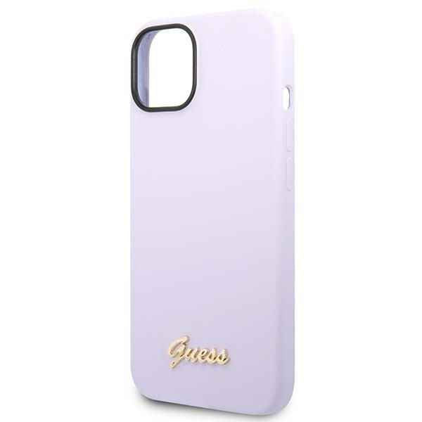 GUESS futerał do IPHONE 13 / 14 / 15 GUHCP14SSLSMU (Silicone Vintage Gold Logo) fioletowy