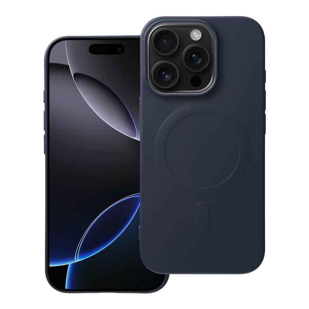 Futerał SILICONE MAG COVER (big hole) kompatybilny z MagSafe do iPhone 16 Pro tytanowy niebieski