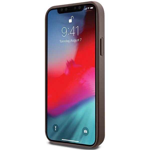 GUESS futerał do IPHONE 12 / 12 Pro kompatybilny z MagSafe GUHMP12MG4GFRW (4G Ring classic logo) brązowy