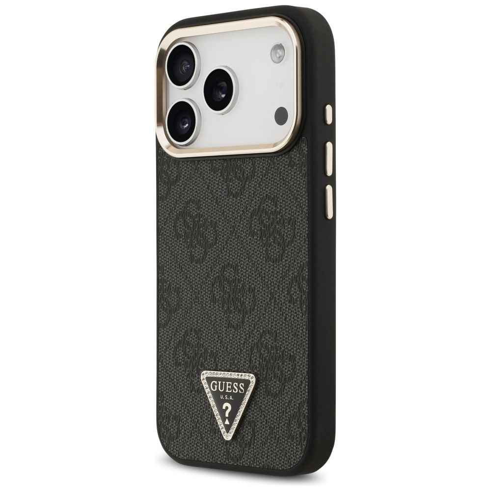 GUESS futerał do IPHONE 17 Pro kompatybilny z MagSafe GUHMP17LP4GTDGMK (4G PU W/ Triangle Logo) złoto czarny