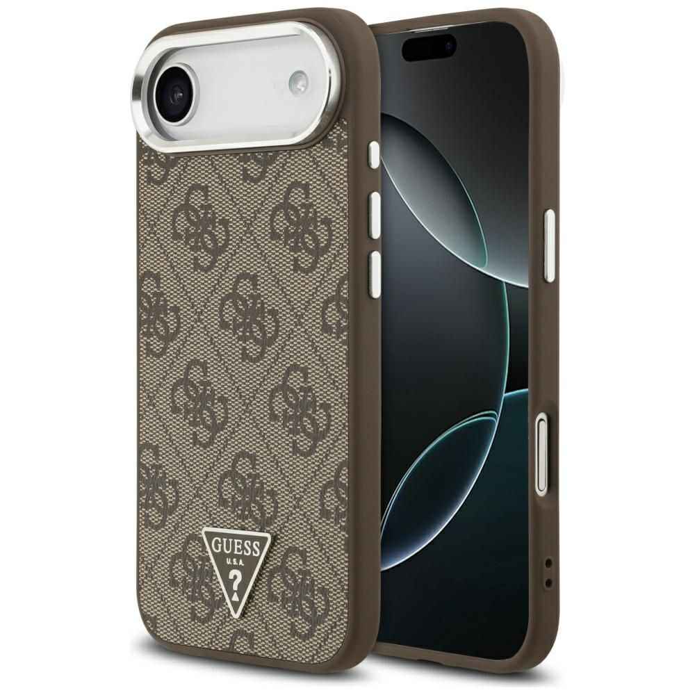 GUESS futerał do IPHONE 17 Air kompatybilny z MagSafe GUHMP17MP4TSRCMW (4G PU W/ Triangle Logo) srebrno brązowy