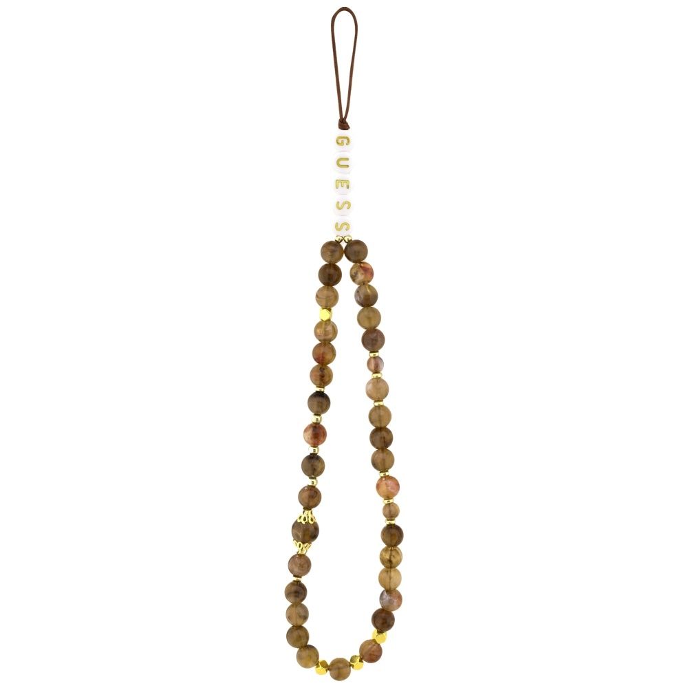 Grafika przedstawia produkt GUESS Etui do iPhone 17 Pro Max GUHCP17XP4GMGSW (PU W/ Strap 4G Classic Logo) brązowy dostępny w sklepie Etui24.