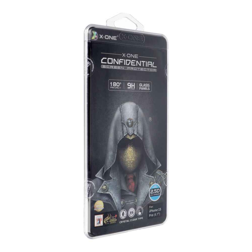 Szkło hartowane X-ONE Full Cover Extra Strong Privacy - do iPhone 15 Pro (full glue) czarny