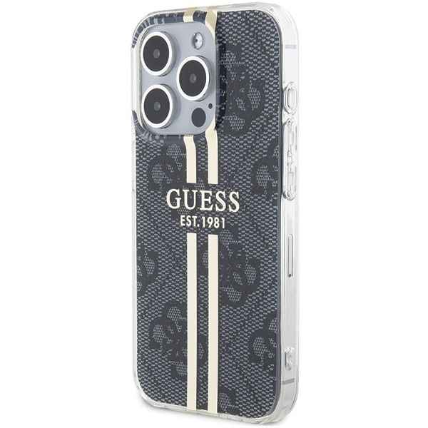 GUESS futerał do IPHONE 15 Pro Max GUHCP15XH4PSEGK (4G Gold Stripe) czarny