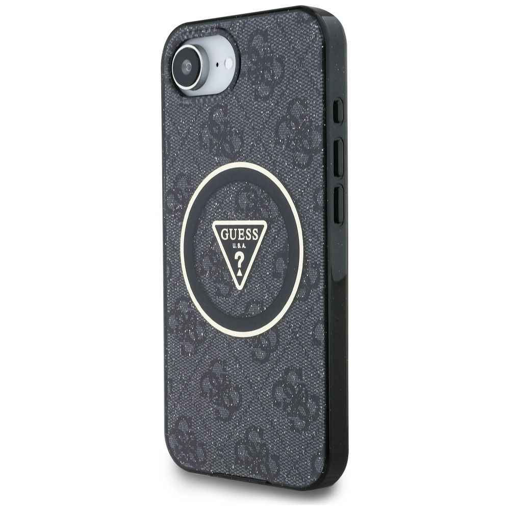 GUESS futerał do IPHONE 16e (SE 4 2025) kompatybilny z MagSafe GUHMPSE4HG4PRTGK (IML Metal Glitter 4G Circle Triangle) czarny