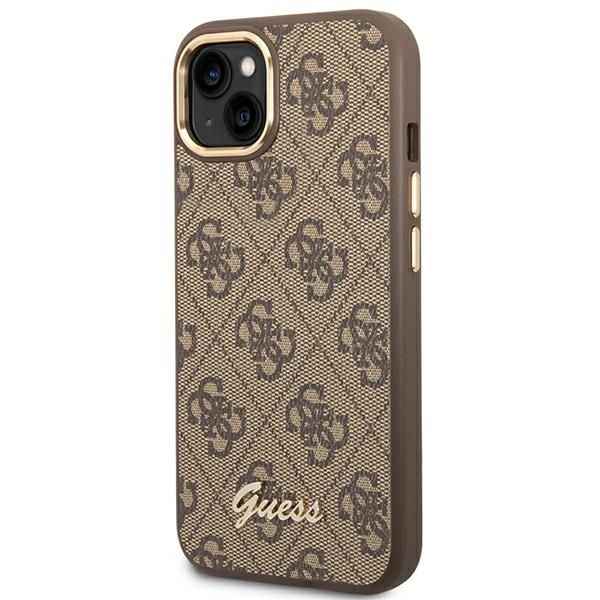 GUESS futerał do IPHONE 13 / 14 / 15 GUHCP14SHG4SHW (4G Vintage Gold Logo) brązowy