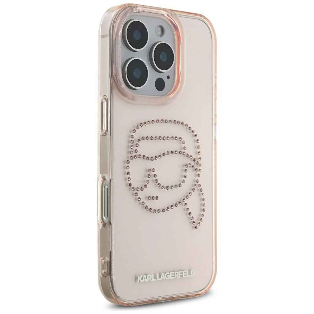 KARL LAGERFELD futerał do IPHONE 16 Pro Max KLHCP16XHKHDCELP (IML Rhinestones S K Head) różowy
