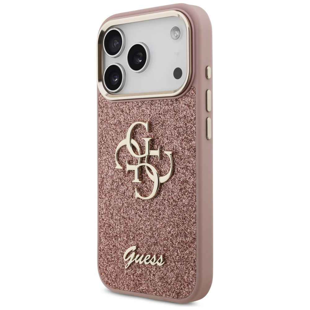 GUESS futerał do IPHONE 17 Pro GUHCP17LHG4SGCP (Fixed Glitter Big 4G Metal Frame) różowy