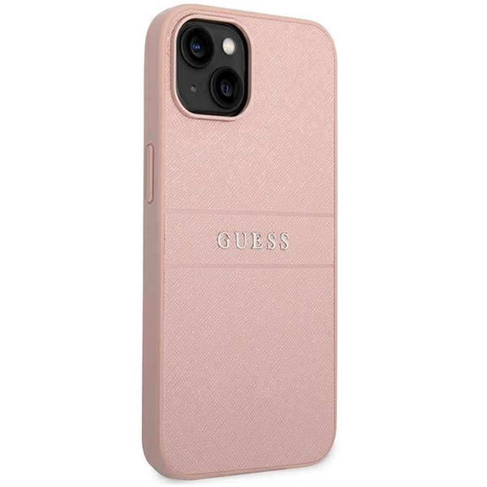 GUESS futerał do IPHONE 14 Plus GUHCP14MPSASBPI (Saffiano With Metal Logo) różowy