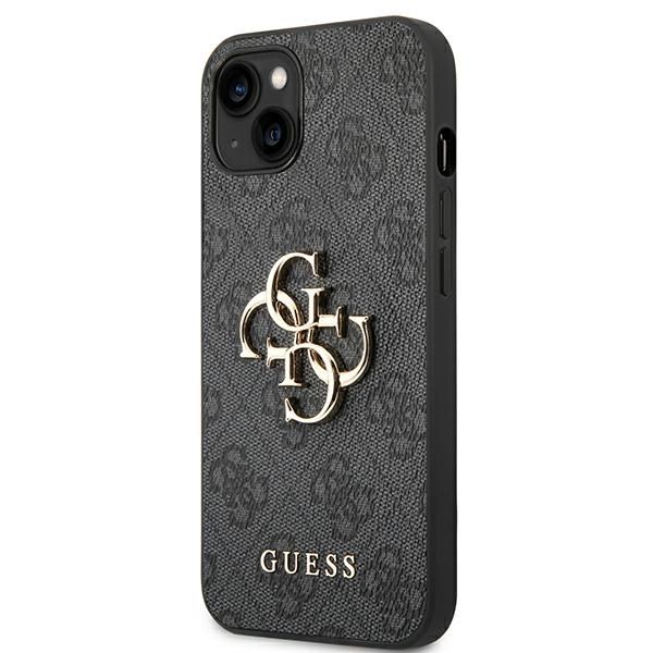 Grafika przedstawia produkt GUESS Etui do iPhone 13 / 14 / 15 GUHCP14S4GMGGR (4G Big Metal Logo) szary dostępny w sklepie Etui24.
