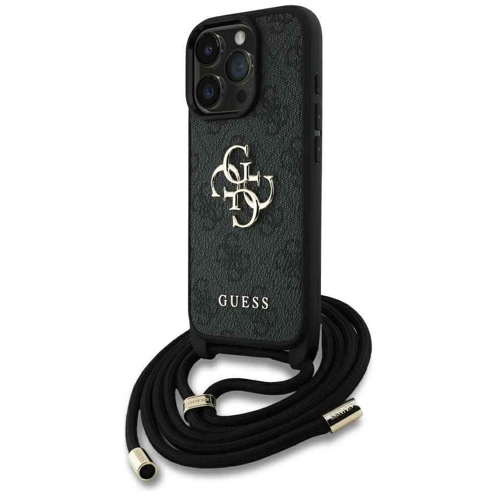 GUESS futerał do IPHONE 16 Pro Max GUHCP16XP4GMGCRK (CBDY PU 4G Big Logo W/Cord Strap) czarny