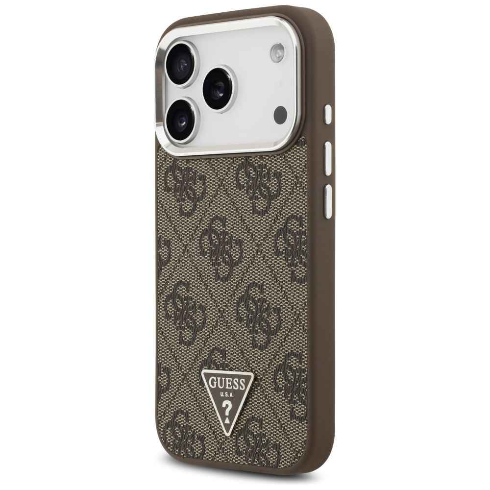 GUESS futerał do IPHONE 17 Pro kompatybilny z MagSafe GUHMP17LP4TSRCMW (PU 4G W/Triangle Logo SL) brązowy