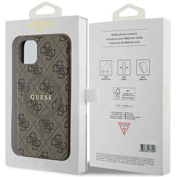 GUESS futerał do IPHONE 11 kompatybliny z MagSafe GUHMN61G4GFRW (4G Ring classic logo) brązowy