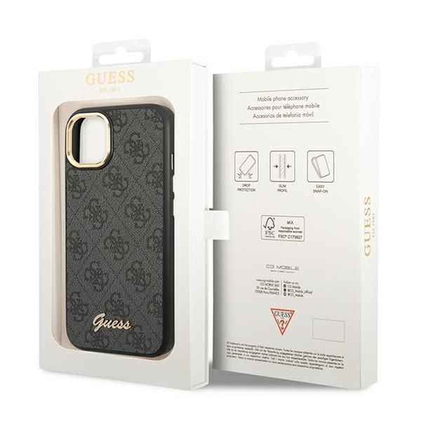 GUESS futerał do IPHONE 13 / 14 / 15 GUHCP14SHG4SHK (4G Vintage Gold Logo) czarny