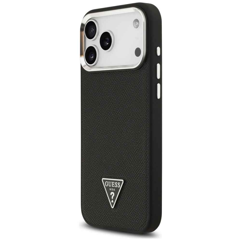 GUESS futerał do IPHONE 17 Pro kompatybilny z MagSafe GUHMP17LPGTSPSK (Grained PU Triangle Logo) czarny