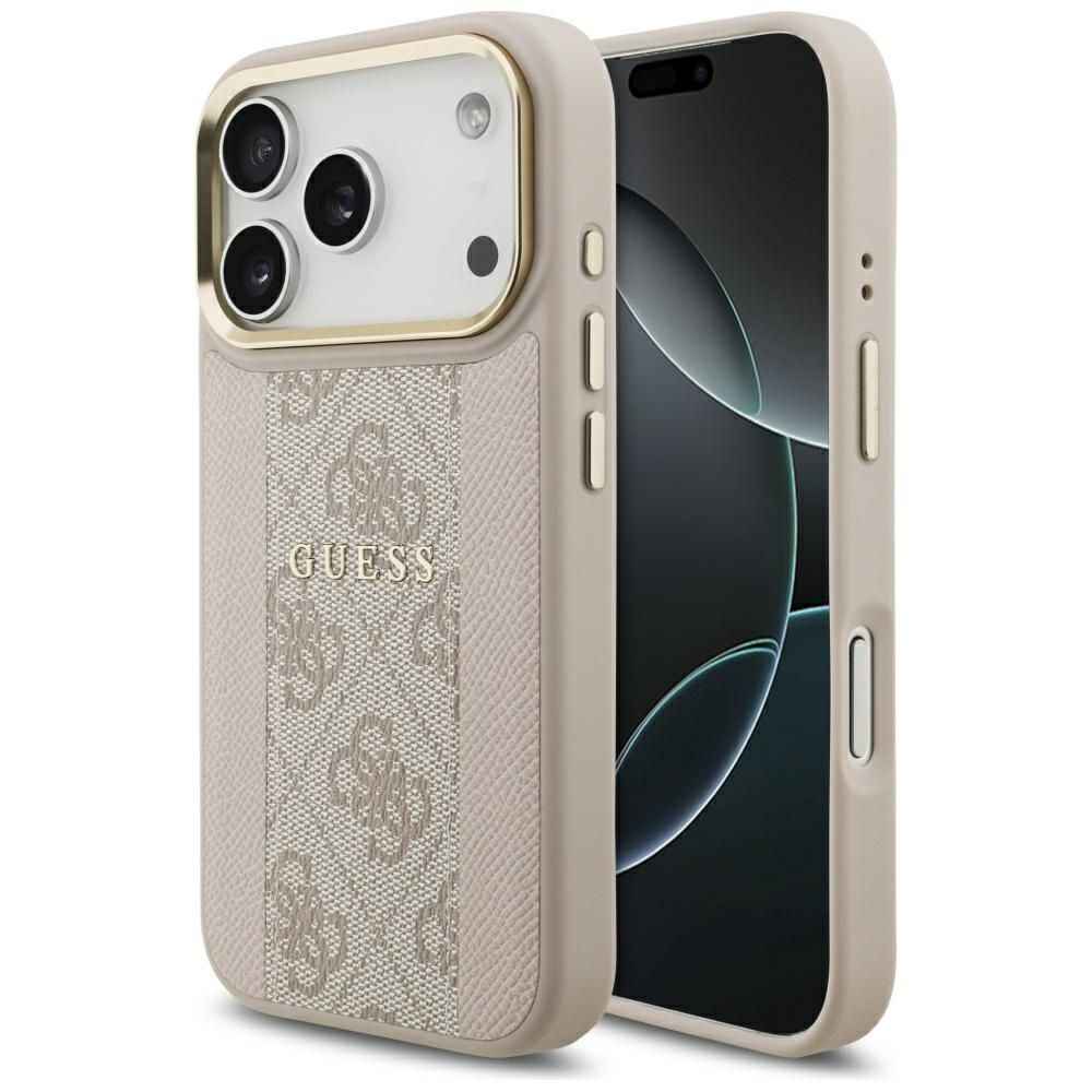 GUESS futerał do IPHONE 17 Pro kompatybilny z MagSafe GUHMP17LPG4SEMCP (PU W/ 4G PU Stripe) różowy