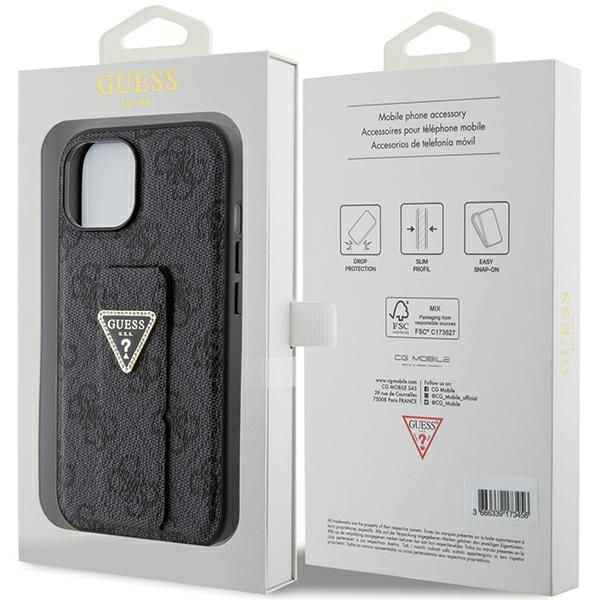 GUESS futerał do IPHONE 13 / 14 / 15 GUHCP15SPGS4TDK (Grip Stand 4G Triangle Strass) czarny