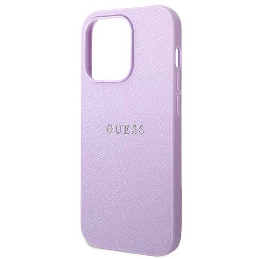 GUESS futerał do IPHONE 14 Pro GUHCP14LPSASBPU (Saffiano With Metal Logo) fioletowy