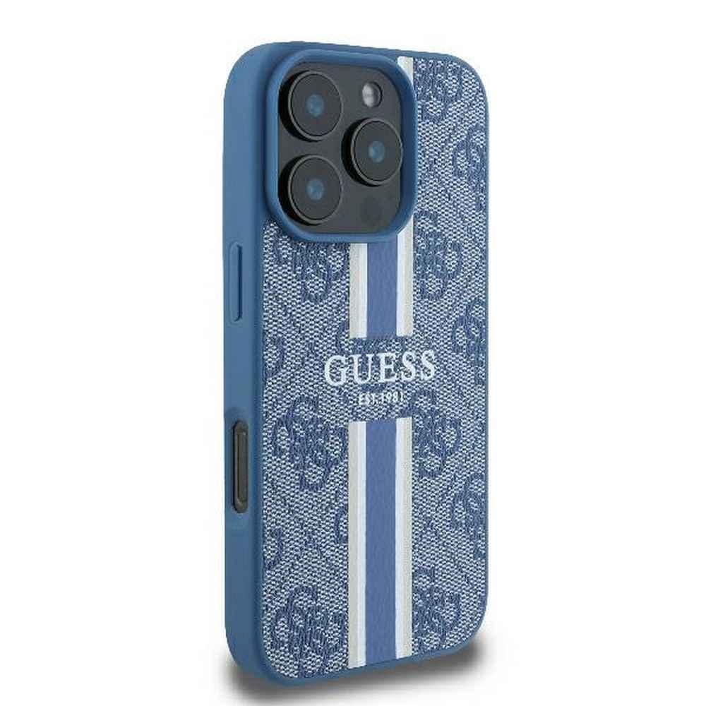 GUESS futerał do IPHONE 16 Pro kompatybilny z MagSafe GUHMP16LP4RPSB (4G Printed Stripes) niebieski
