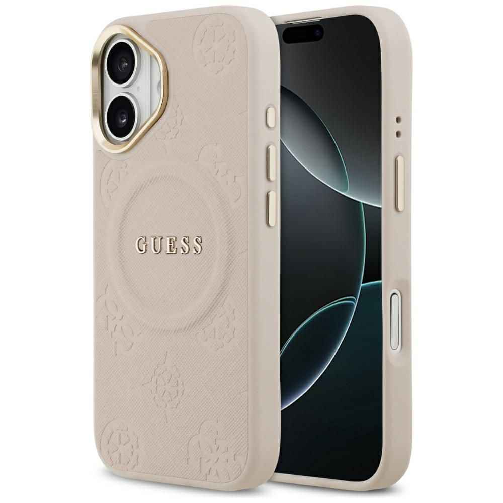 GUESS futerał do IPHONE 17 kompatybilny z MagSafe GUHMP17SPSAMSECP (PU W/ Peony Hot Stamp) różowy