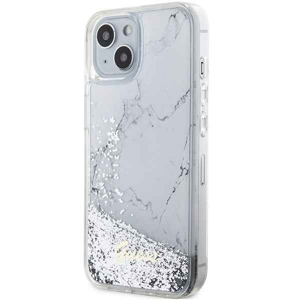 GUESS futerał do IPHONE 13 / 14 / 15 GUHCP14SLCSGSGH (Liquid Glitter Marble) biały