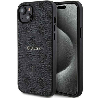 GUESS Etui do iPhone 14 kompatybilny z MagSafe GUHMP14SG4GFRK (4G Ring classic logo) czarny